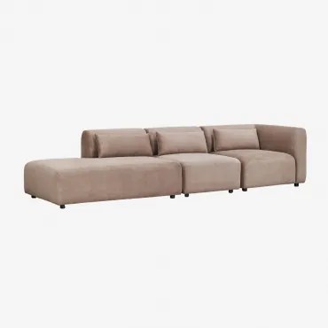 Sofa Modułowy Narożny 3-częściowy Z Lewym Szezlongiem Fogler Sztruks Brąz Karmelowy - Sklum