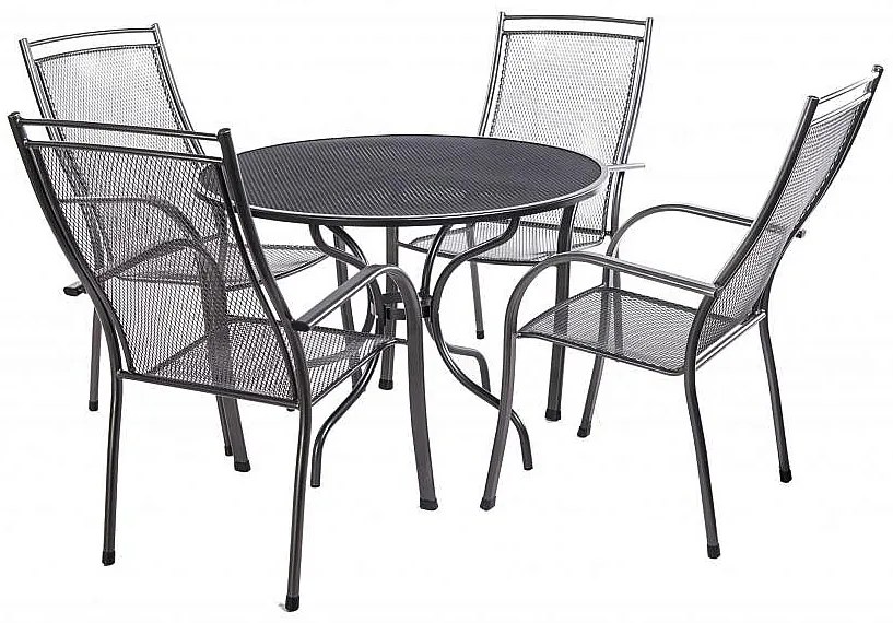 Metalowy zestaw ogrodowy PALMA III. 1 + 4 Stół ⌀ 105 cm (u503)