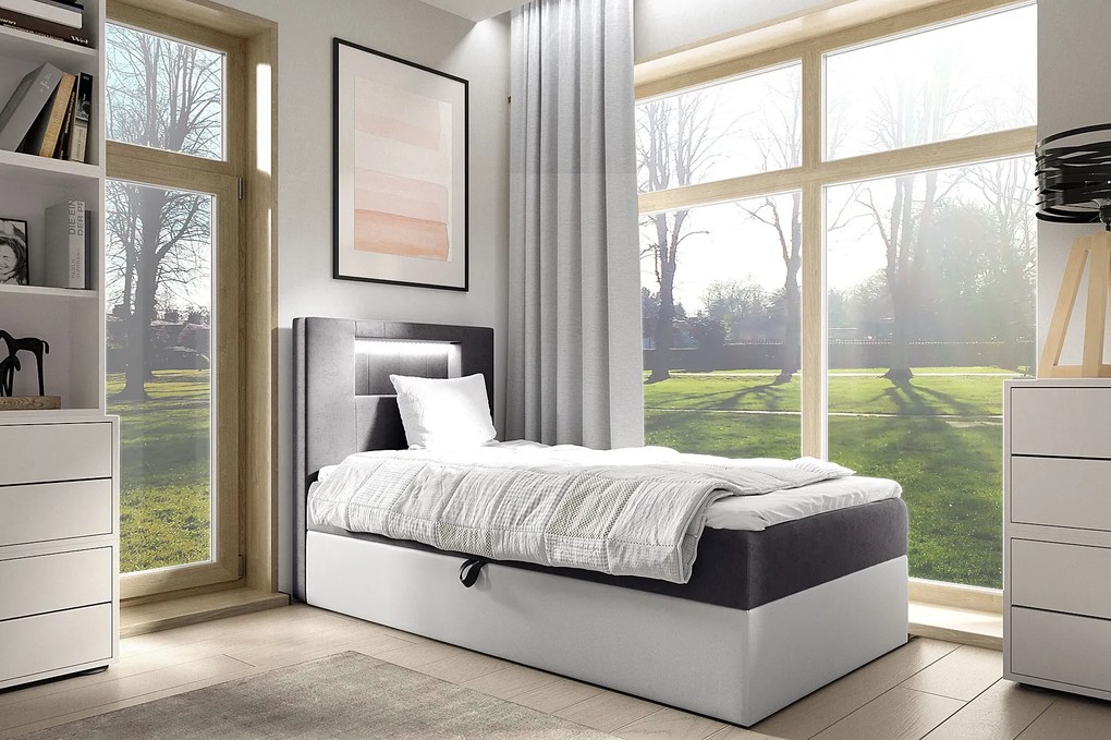 Ciemnoszare łóżko kontynentalne z pojemnikiem 3 rozmiary S1-P71