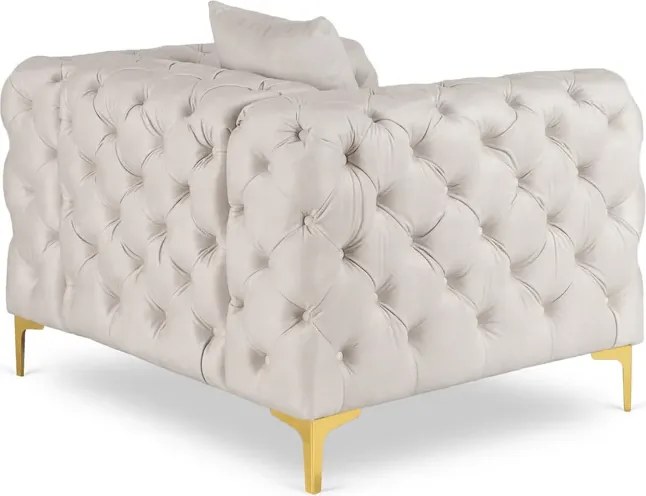 Fotel Wypoczynkowy SORRENTO 1S Kremowy Welurowy Glamour