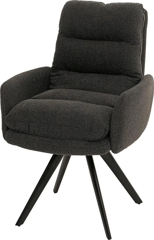 Krzesło do jadalni MCW-G66 Bouclé,  ciemnoszary, z podłokietnikiem