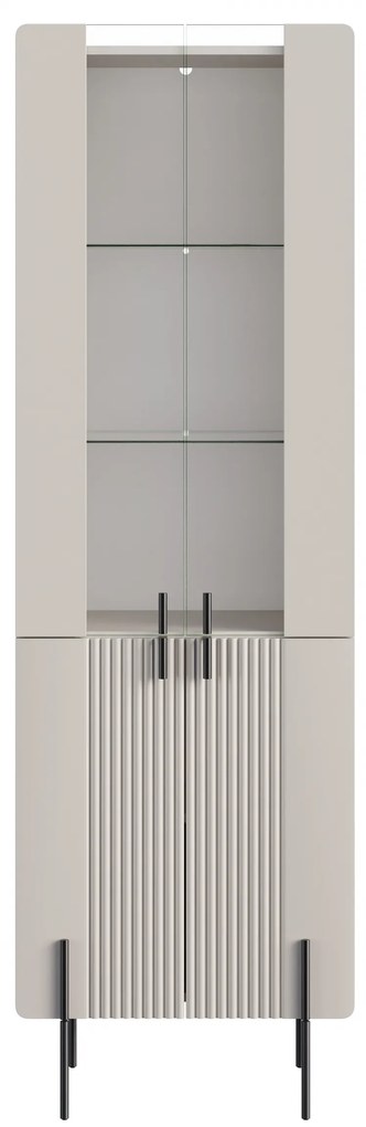 Witryna Malmi 60 cm czterodrzwiowa - kaszmir / czarne nóżki