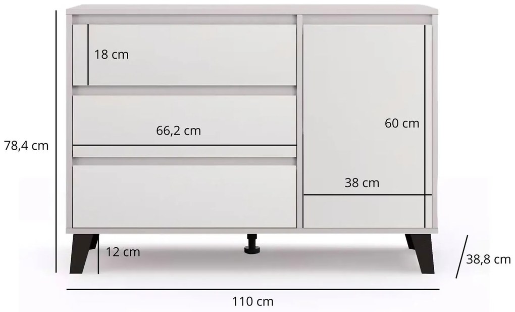 Komoda w stylu skandynawskim kaszmir + biały T1-F83
