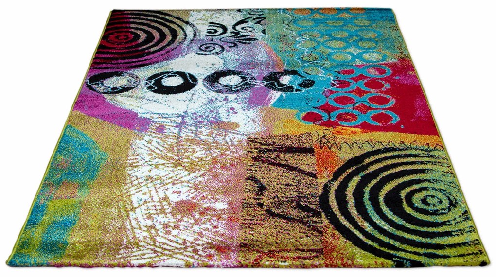 Dywan nowoczesny Folk koła wielokolorowy 200 cm x 290 cm