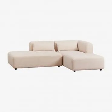 Sofa Modułowy Narożny 2-częściowy Z Lewym Szezlongiem I Pufem Fogler Tkanina Baranek Boucle Kremowy Beż - Sklum