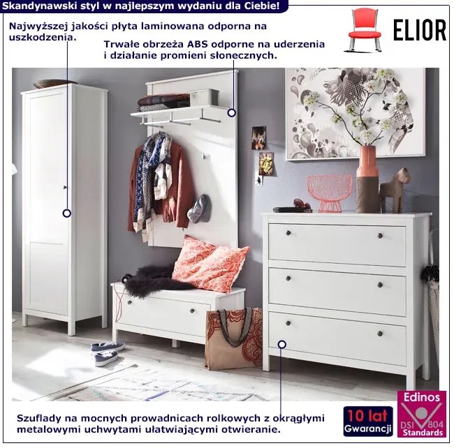 Biały komplet mebli do przedpokoju z komodą 4x T3-G59