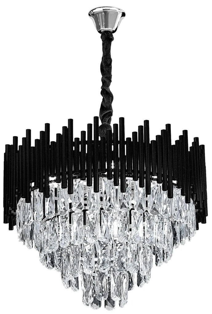 Lampa Wisząca z Kryształami G063-CP 50cm Czarna