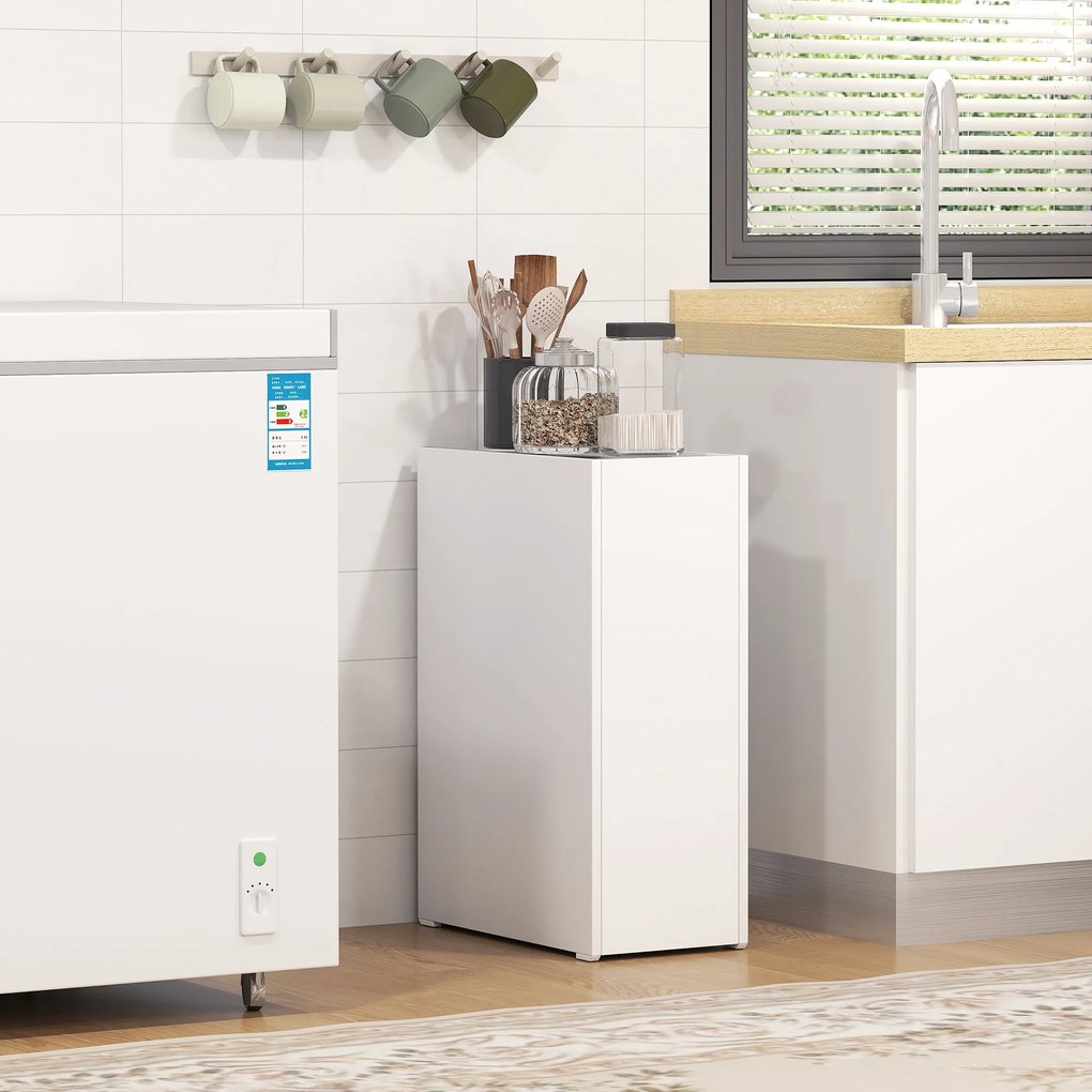 HOMCOM Wąska Szafka Łazienkowa, Szafka Podłogowa z Głęboką Szufladą, Wolnostojąca Szafka Łazienkowa, Płyta Wiórowa, 47 x 25 x 66,5 cm, Biały| Aosom PL