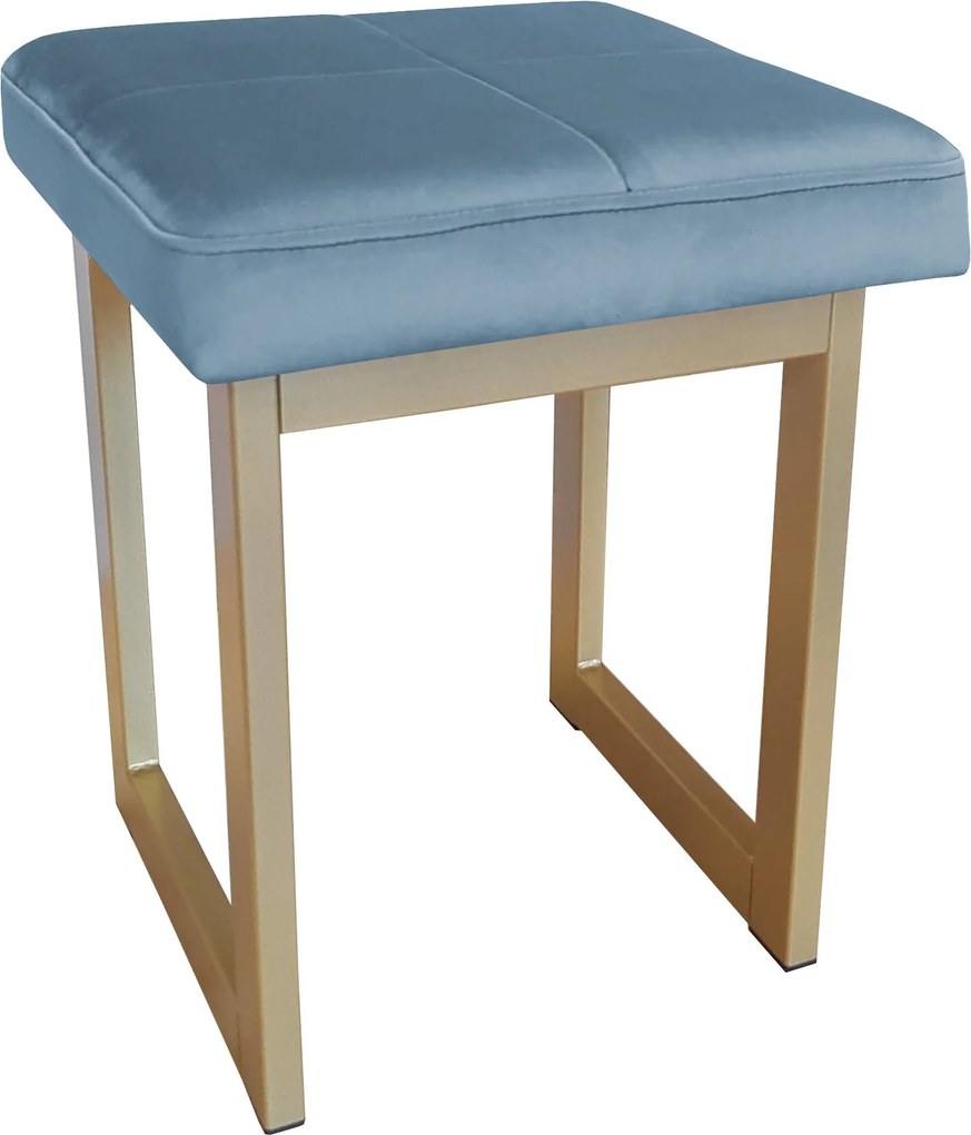 Taboret SOLID tkanina Welur stelaż metalowy STOŁEK LOFT : Kolor Stelaża - Złoty, Kolor tkaniny - VELVET - MG33, Typ tkaniny - Velvet, Wysokość - 45 cm