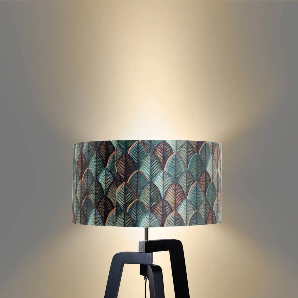 Lampa podłogowa czarna z aksamitnym abażurem w kształcie liści 50cm - Puros klasyczny/Antyczny Oswietlenie wewnetrzne