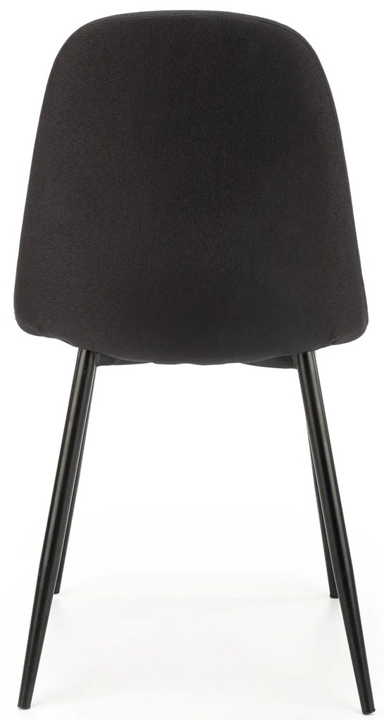Krzesło czarne tapicerowane, tkaniną, na czarnych nogach K449