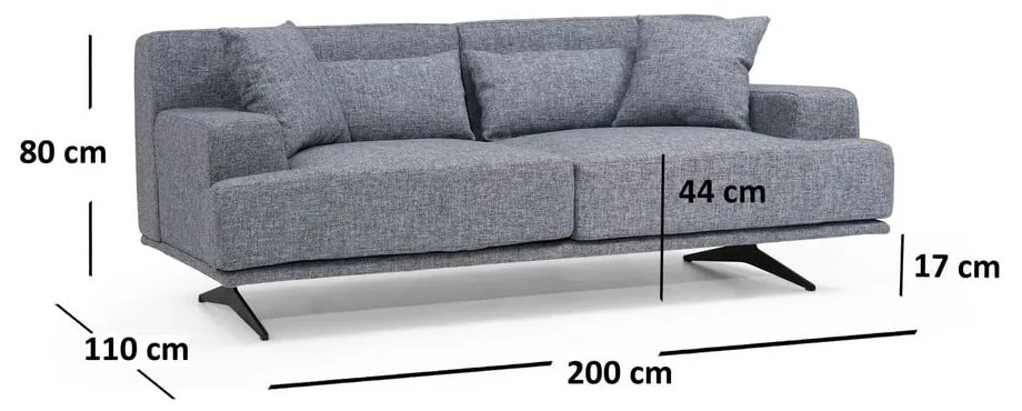 Ciemnoszara sofa 200 cm Bentley – Balcab Home