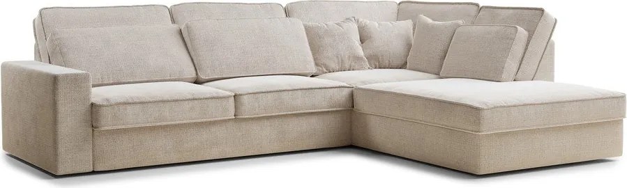 Kremowy narożnik z tkaniny szenilowej (prawostronny/w kształcie litery L) Kirou – Maison de Rêve