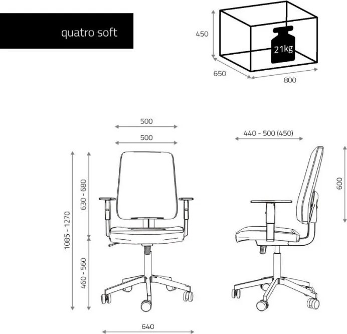 Obrotowe krzesło biurowe z regulacjami Quatro Soft