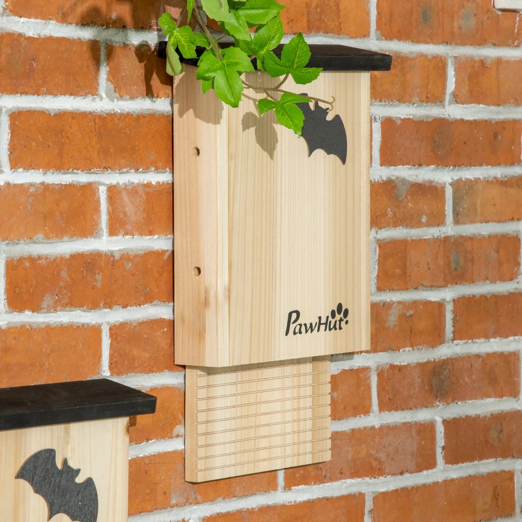 PawHut Domki dla Nietoperzy Zestaw 3 Budki Lęgowe Drewniane Ochrona Nietoperzy | Aosom PL