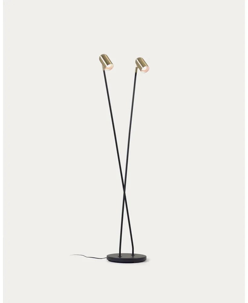 Czarna/w kolorze złota lampa stojąca z metalowym kloszem (wysokość 152 cm) Clemence – Kave Home