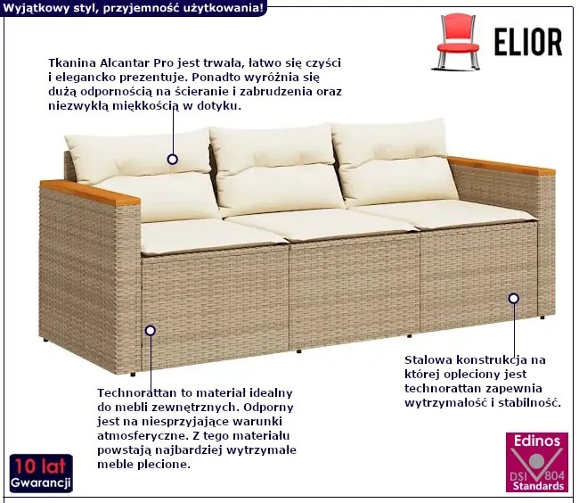 Trzyosobowa sofa ogrodowa P8-Z85