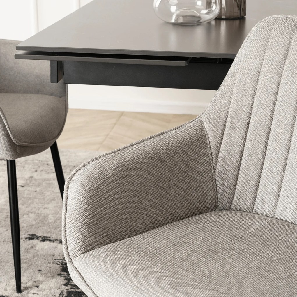 Krzesło Tapicerowane do Salonu MALAGA Szare Nowoczesne