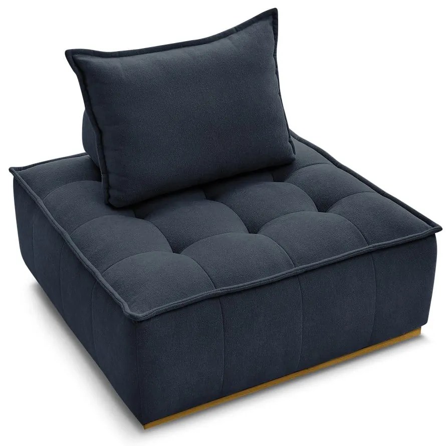 Ciemnoniebieski fotel z tkaniny szenilowej Elisa – Bobochic Paris