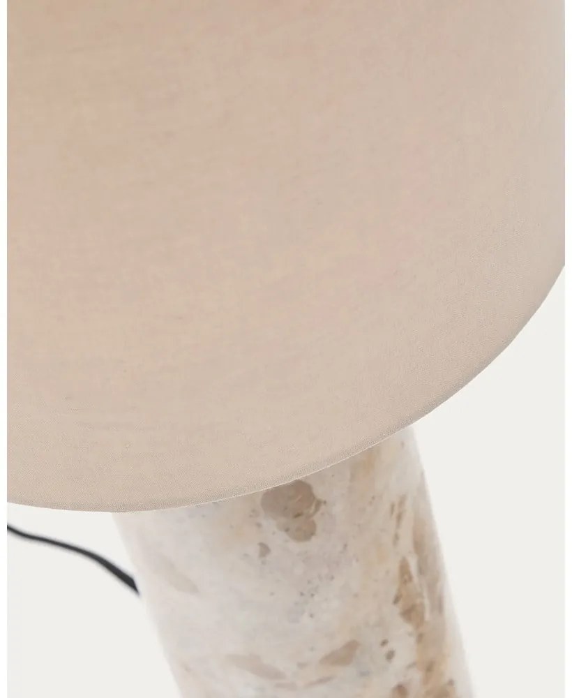 Beżowa marmurowa lampa stołowa z tekstylnym kloszem (wysokość 54 cm) Raze – Kave Home