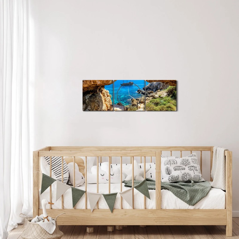 Obraz - Cape Greco (z zegarem) (90x30 cm)