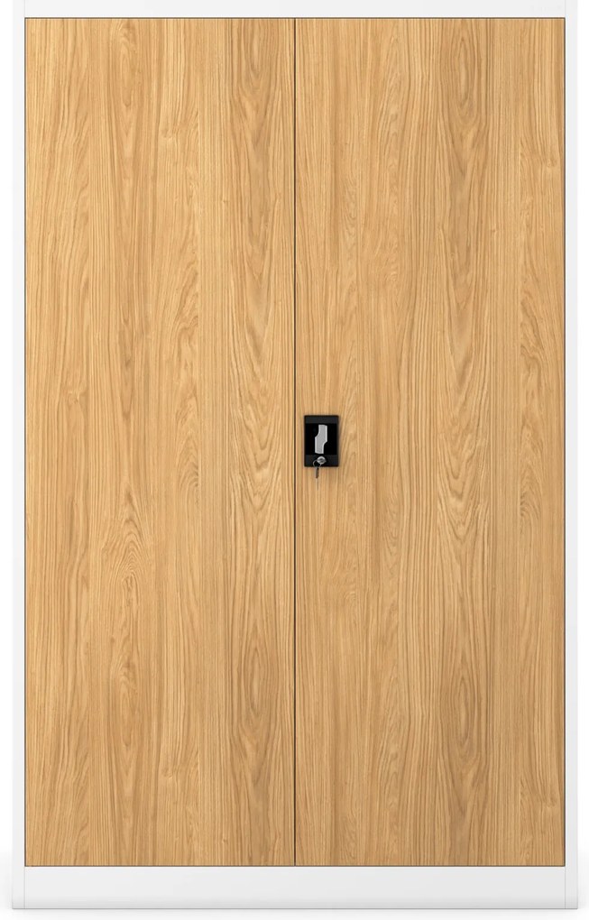 Szafa biurowa na akta szeroka Eco Design Jan II 115x40x185 cm, biały/dąb złoty