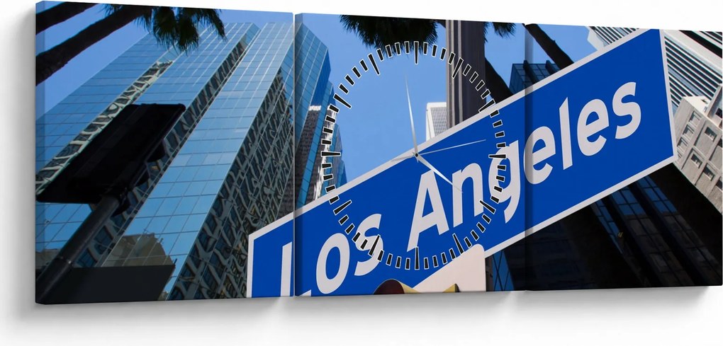 Obraz - Los Angeles (z zegarem) (90x30 cm)