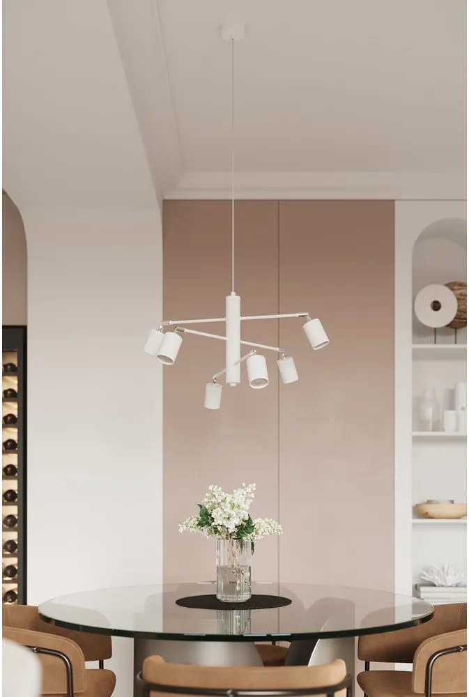 Biała metalowa lampa wisząca Virta – Sollux