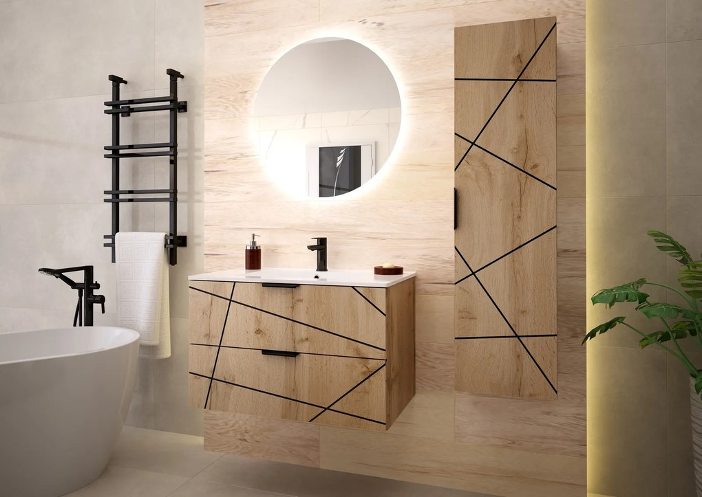 Meble łazienkowe loftowe Wood 51, dąb wotan