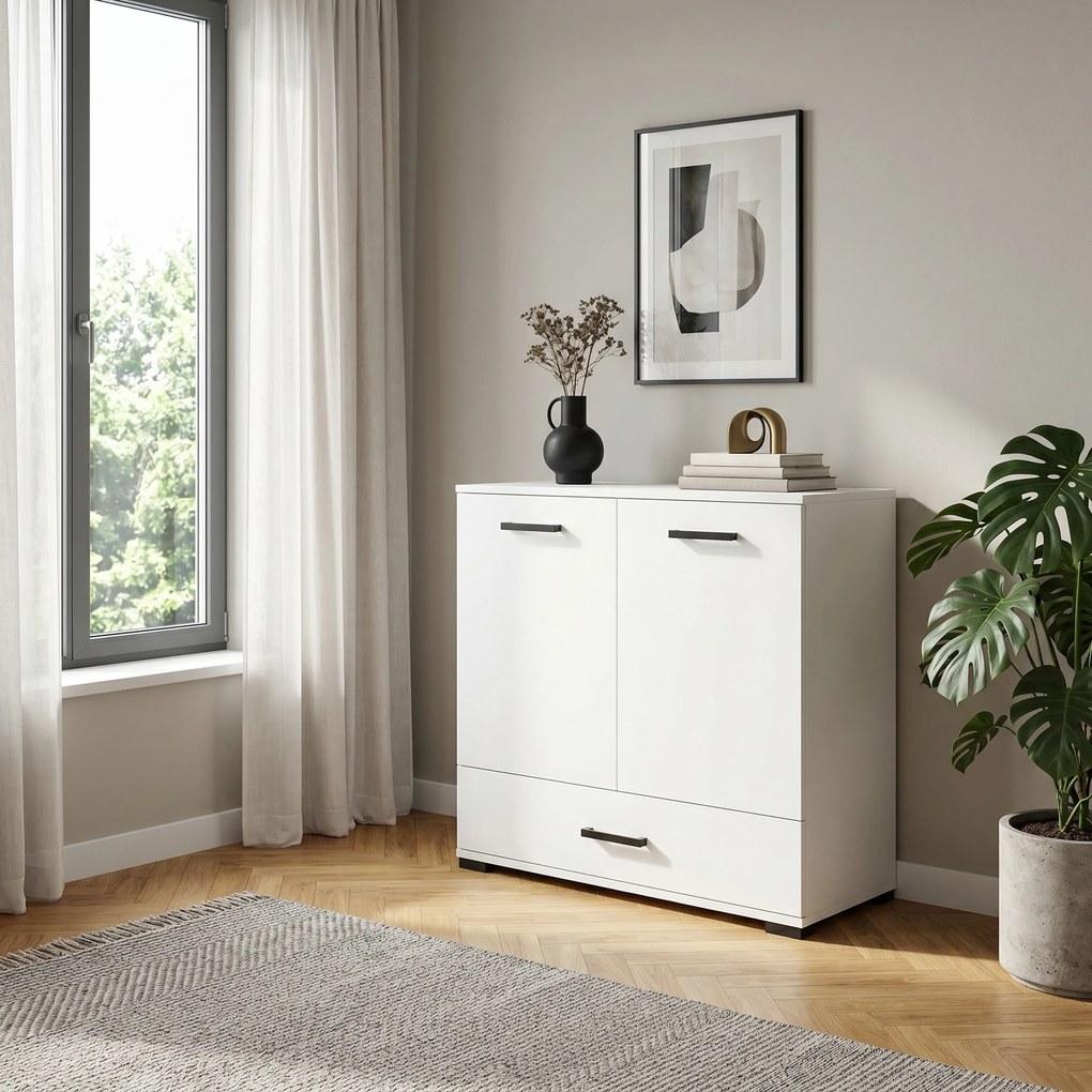 Komoda ALBANO 90 cm do Salonu Sypialni z Szufladą Biały