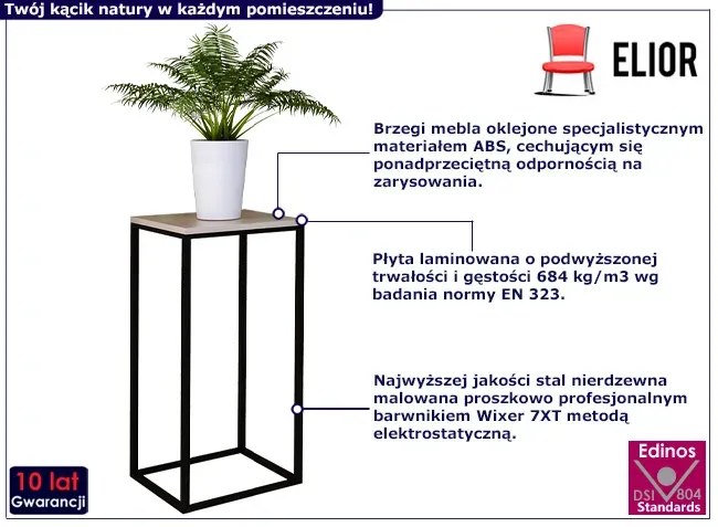 Nowoczesny kwietnik czarny + dąb sonoma F7-W51