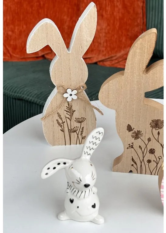 Wielkanocny drewniany zając FLORAL RABBIT 20 cm