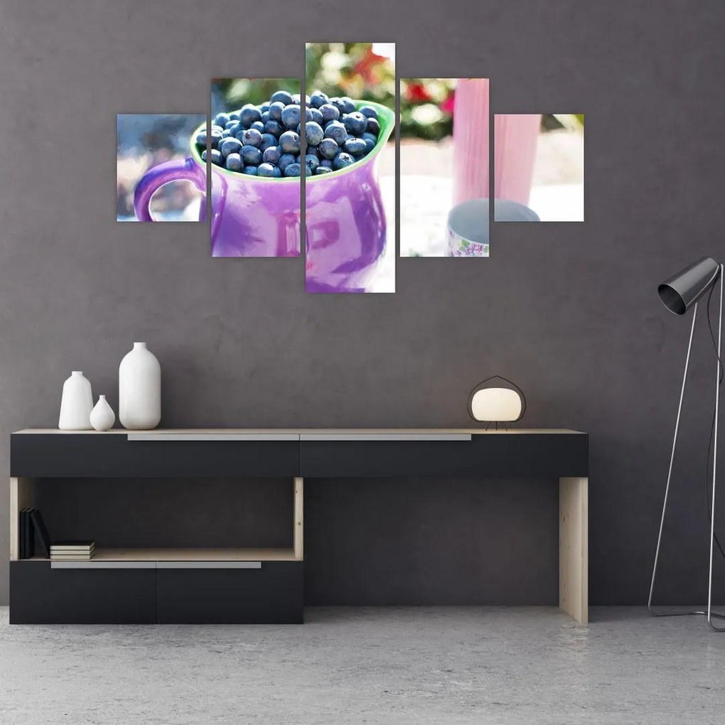 Obraz - jagody w filiżance (125x70 cm)