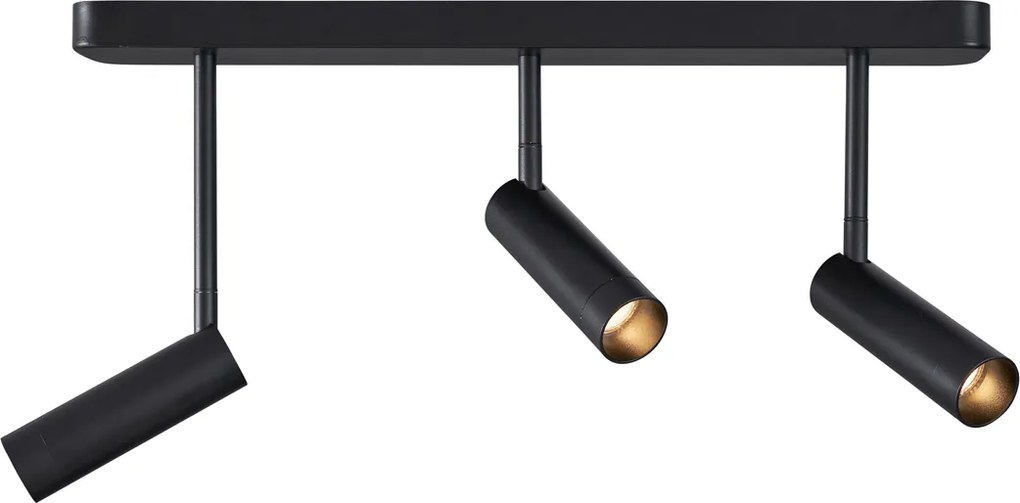 Zaokrąglony reflektor sufitowy czarny GU10 35mm 3-punktowy regulowany - Kate