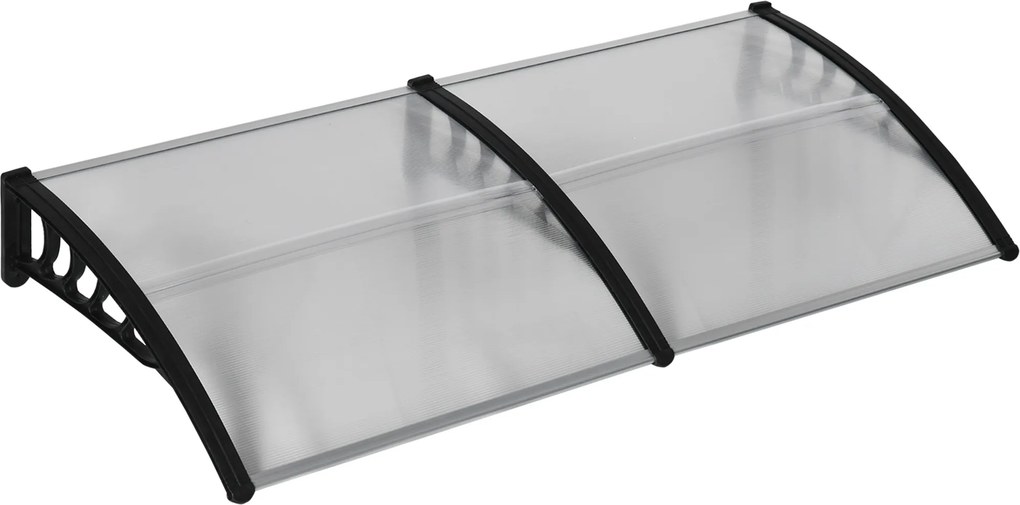 Outsunny Osłona nad drzwi, Ochrona przed deszczem, wiatrem i gradem, Poliwęglan, Aluminium, 200 x 96 x 27 cm, Czarna