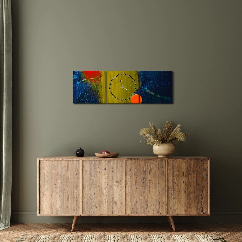 Kolorowy obraz (z zegarem) (90x30 cm)