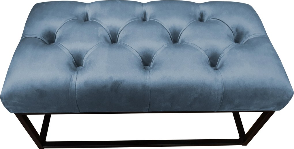 Ławka CHESTERFIELD tkanina Welur loft ławka metal : Kolor Stelaża - Czarny , Kolor tkaniny - VELVET - MG33, Typ tkaniny - Velvet