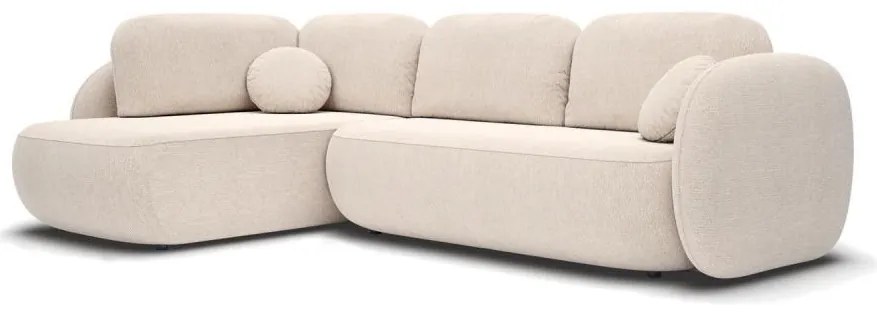 Narożnik rozkładany z pojemnikiem w układzie L OLBIA lewy beżowy