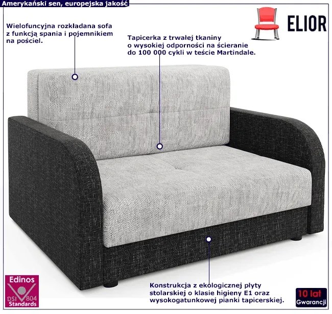 Sofa rozkładana popiel + grafit - Oves 4X