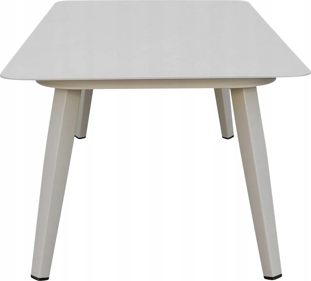 Stolik ogrodowy aluminiowy beżowy 120x60x43 cm lekki wytrzymały tarasowy