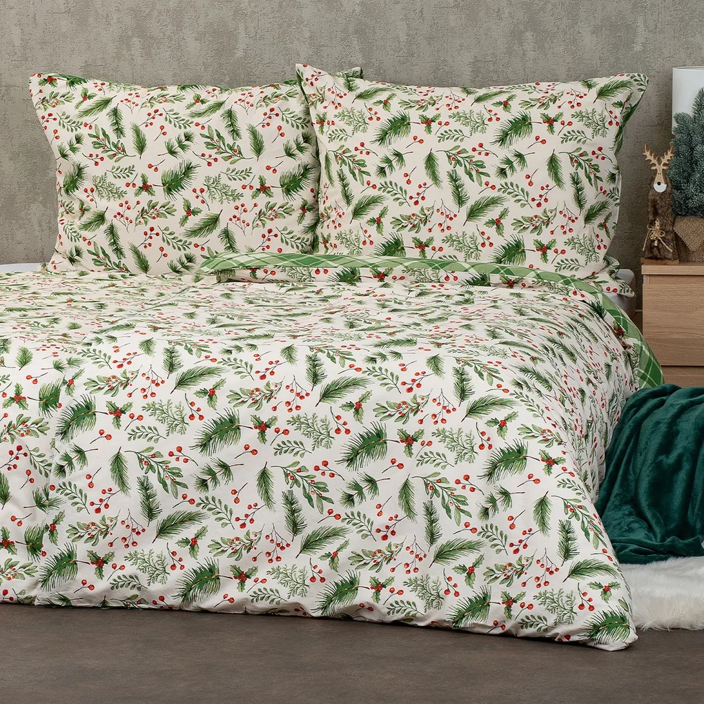 4Home Pościel bawełniana Scotch green, 140 x 220 cm, 70 x 90 cm