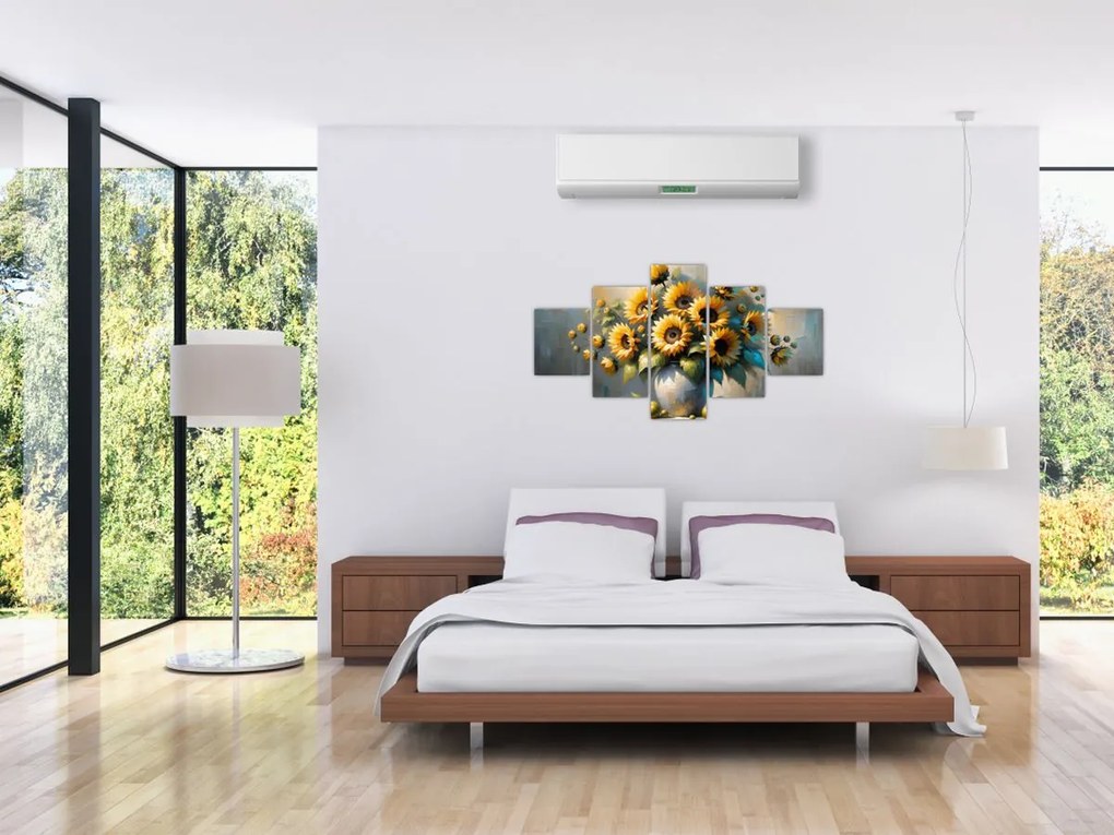 Obraz – Wazon ze słonecznikami (125x70 cm)