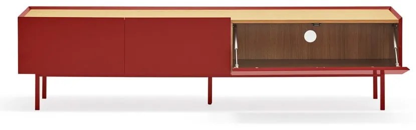 Czerwona szafka pod TV w dekorze dębu 180x45 cm Arista – Teulat