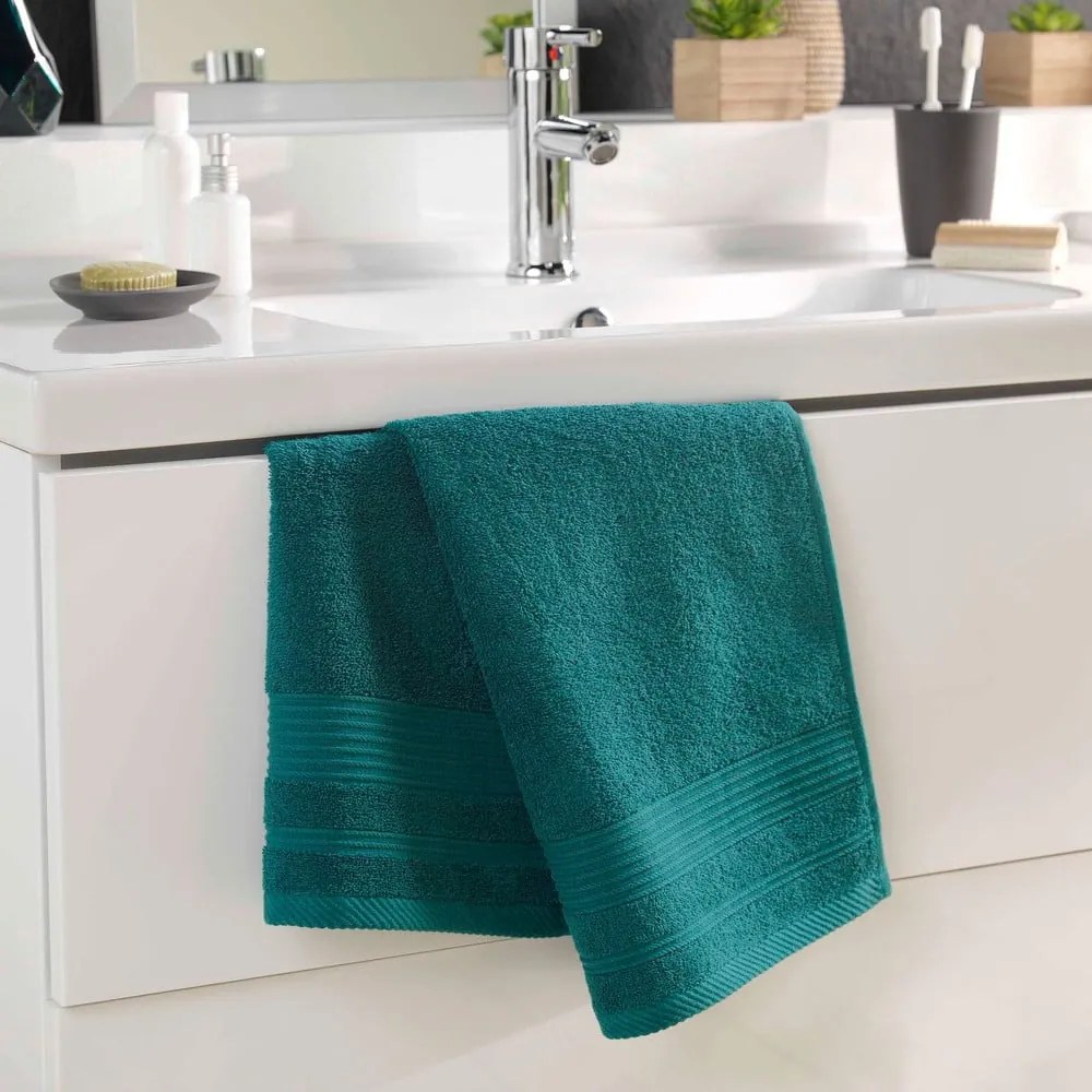 Ciemnozielony bawełniany ręcznik frotte 50x90 cm Tendresse – douceur d'intérieur