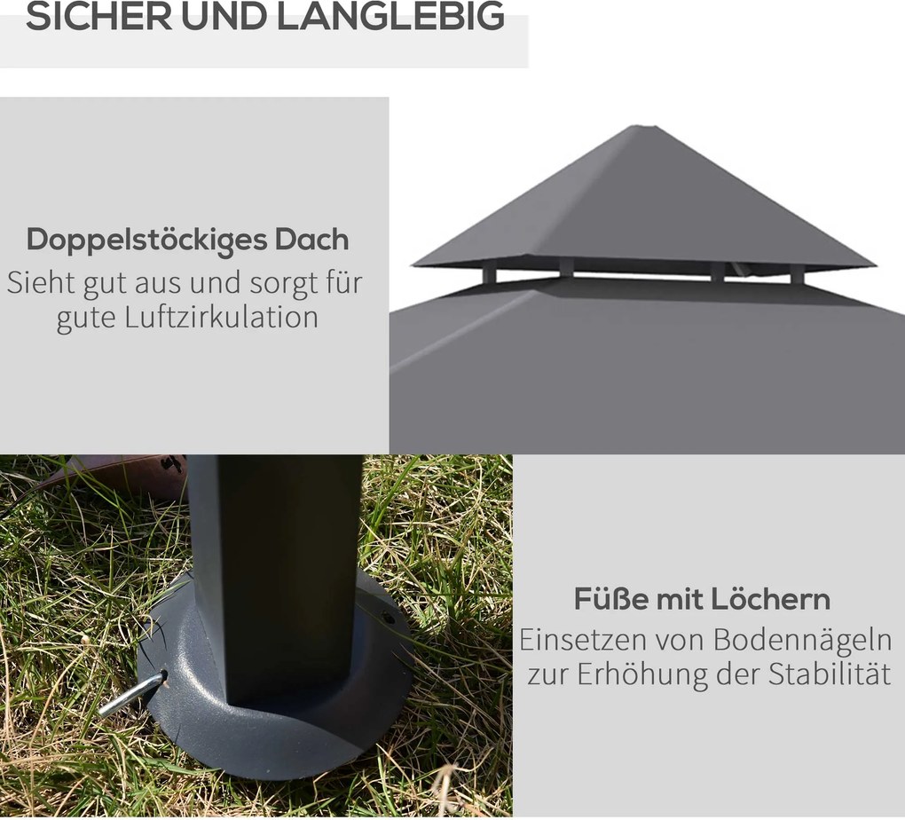 Outsunny pawilon grillowy z podwójnym dachem hamujący płomienie szary 245x148x255 cm Aosom PL
