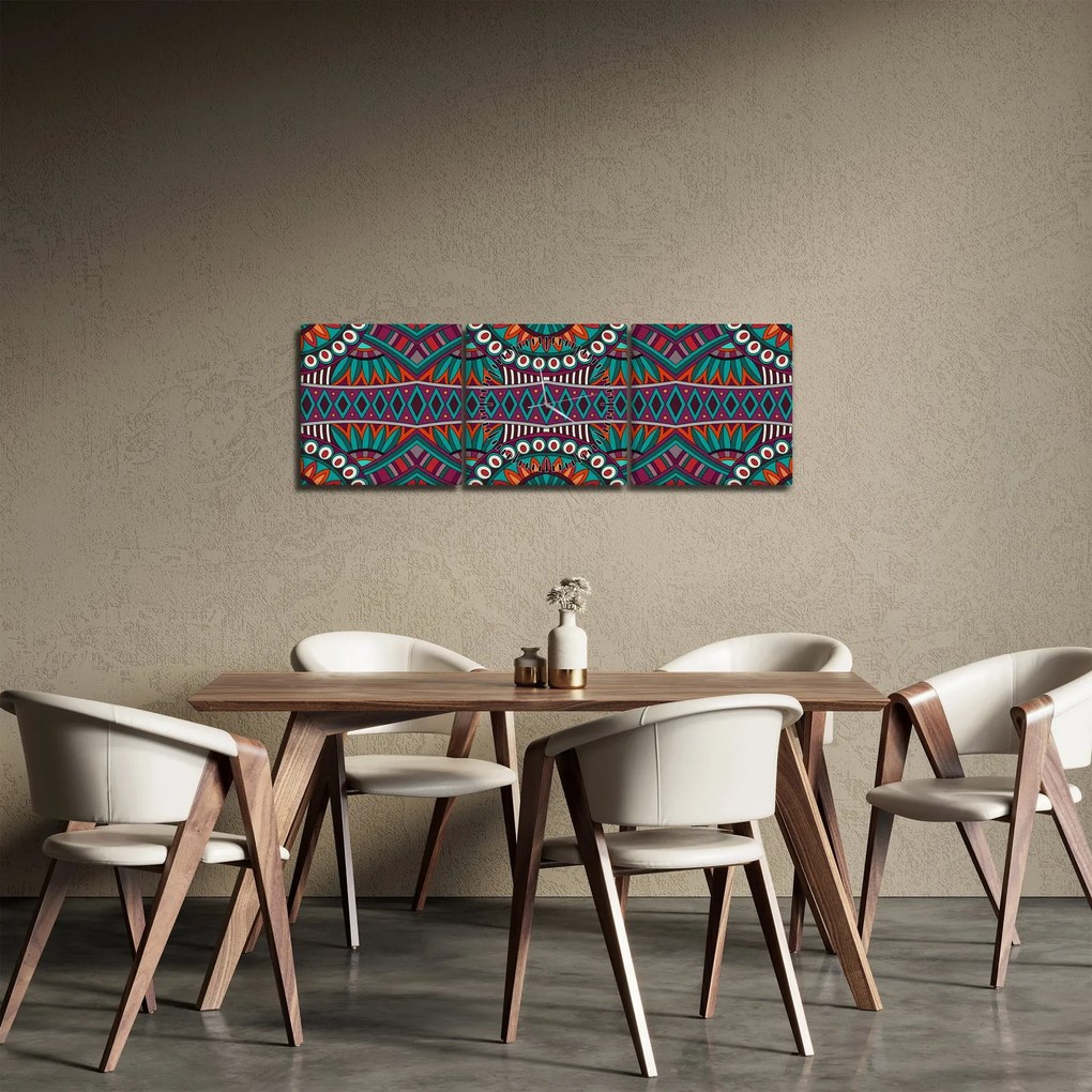 Obraz abstrakcji ozdobnej (z zegarem) (90x30 cm)