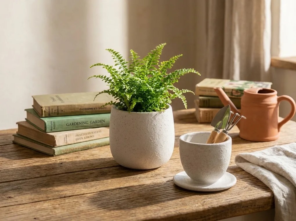 Dwuczęściowy zestaw ceramiczny filiżanki i pojemnika NEST 10 cm, biały