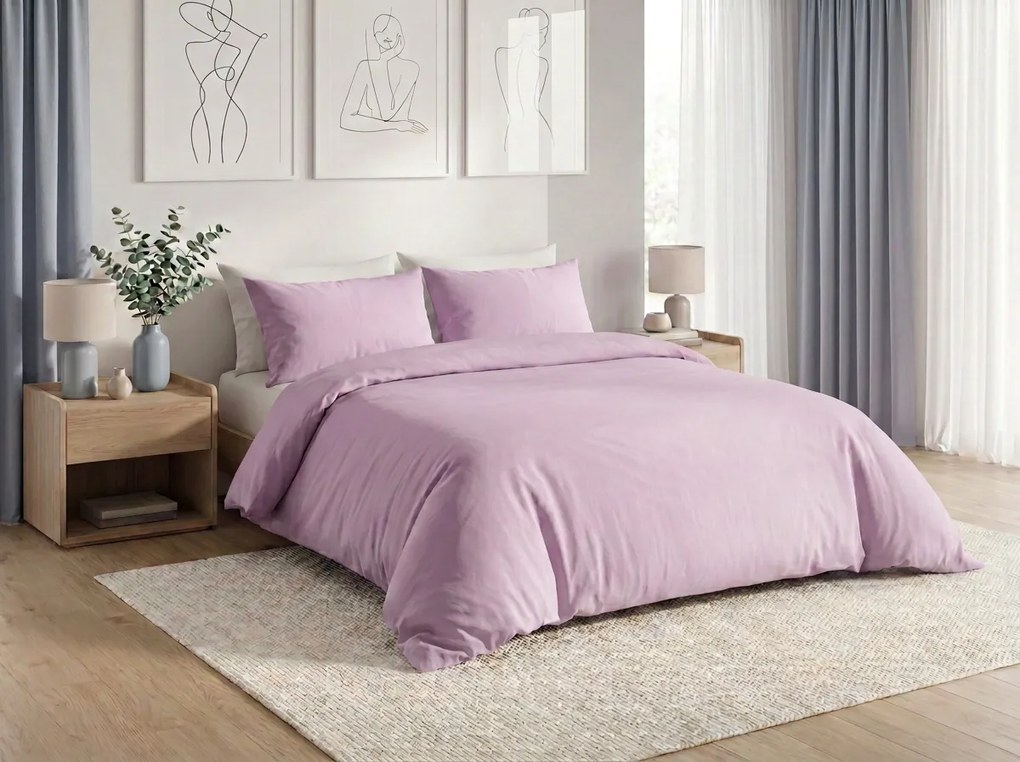 PrzytulneMieszkanie.pl PrzytulneMieszkanie.pl Bawełniana pościel CALMORA jasnofioletowa Rozmiar pościeli: 2 szt 70 x 90 cm | 200 x 200 cm
