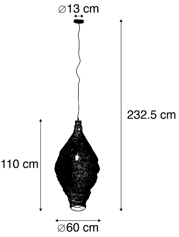 Orientalna lampa wisząca złota 60 cm - Nidum LKolonialny Oswietlenie wewnetrzne
