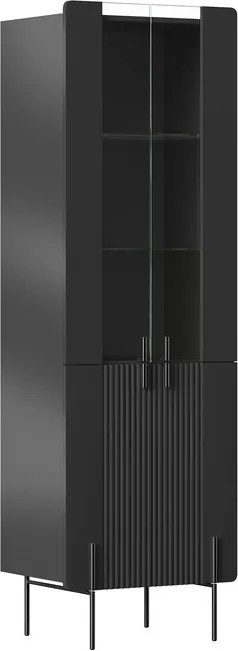Witryna Malmi 60 cm czterodrzwiowa - czarny mat / czarne nóżki